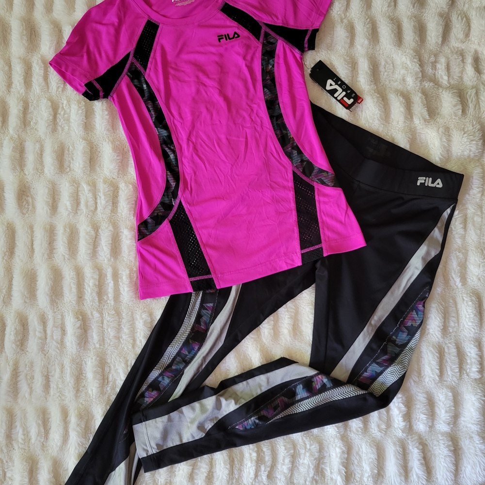 Fila Pink and Black Activewear Set